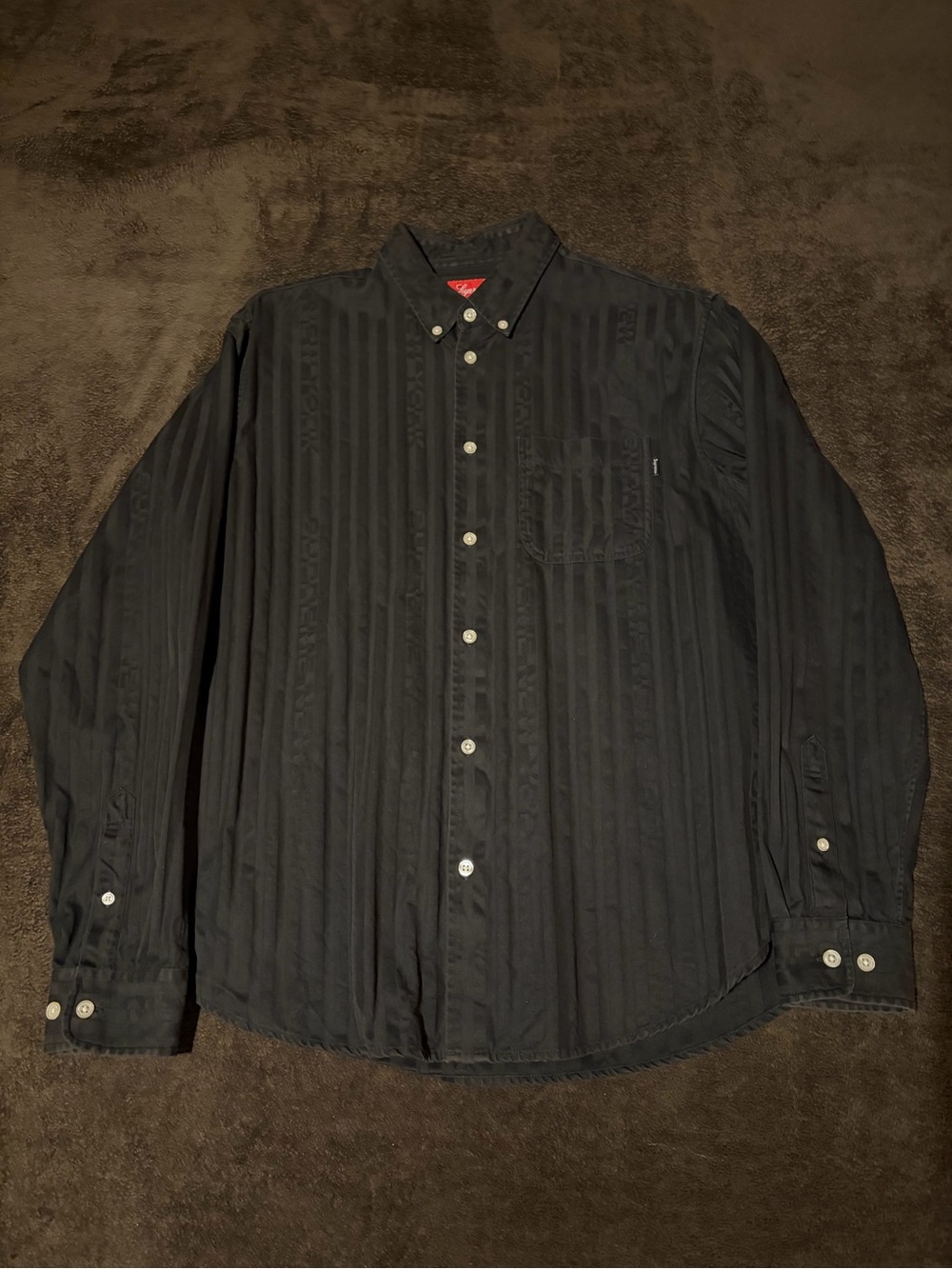 Supreme Jacquard Stripe Twill Button Down Shirt Black FW20